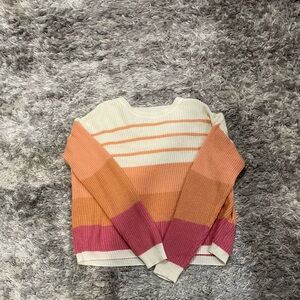 Peach Love California Striped Sweater in Cream, Orange, and Pink